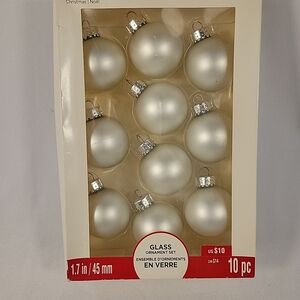 Ashland Silver Glass Ornament Set - 10 Piece